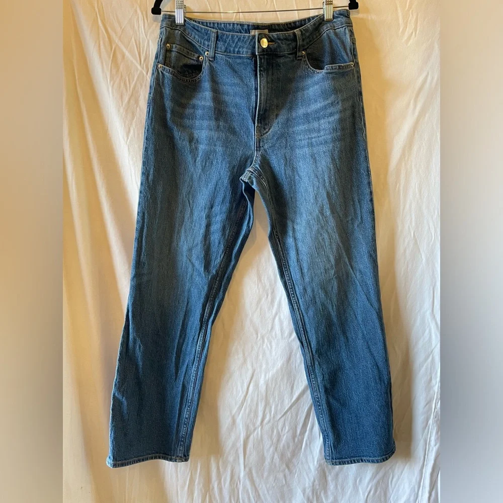 H&M Tapered Leg Medium Wash Women's Size‎ 12 Cotton Blend Blue Denim Jeans